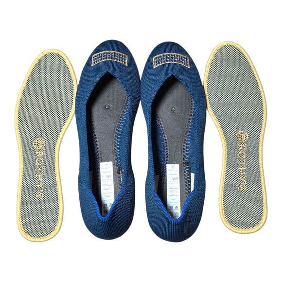 Rothy’s The Flat Polar Blue Knit Ballet Flats Sustainable Blue Size 9 NIB - Picture 9 of 12